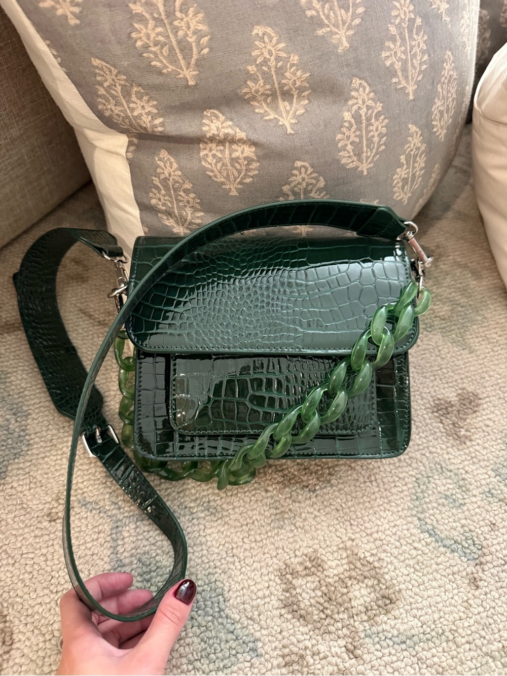 Hvisk Green Croc Crossbody